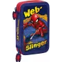Estuche escolar Kids Euroswan 2 cremalleras con accesorios Spiderman rojo-azul