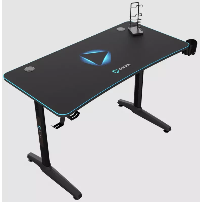 Mesa gaming Onex GD1200H — tablero de 1200 mm con portavasos y gancho para auriculares