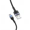 Cable de datos Tellur USB a Type-C LED trenzado de nailon 1,2 m negro