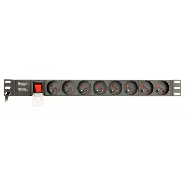 Unidad de distribución de corriente Gembird EG-PDU-014-FC14, 8 tomas AC, entrada C14, cable de 3 m, carcasa de aluminio 1U, 10 A, 3680 W