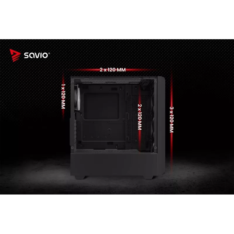 Savio Noctis Glass RGB Cube caja para PC, ATX/Micro-ATX/Mini-ITX, frontal de vidrio templado, ventiladores RGB, negra