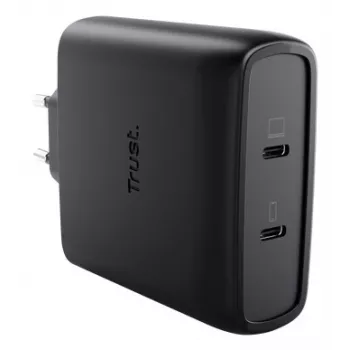 Cargador TRUST Maxo 100W 2 puertos USB-C GaN — 100 W, 2× USB-C, máx. 20 V, cable de 2 m, negro