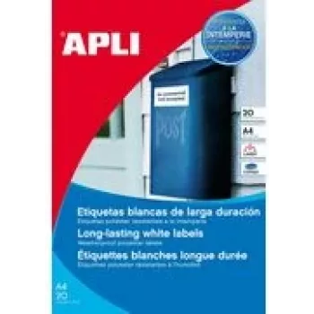 Etiquetas adhesivas agipa 99,1 x 42,3 mm poliéster, blancas, resistentes a la intemperie, resistentes al desgarro (MPN 15089)