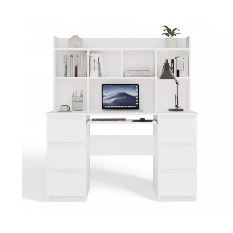 Conjunto escritorio KUBA + Extension Piece, blanco