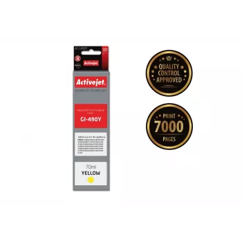 Activejet AC-G490Y cartucho de tinta (sustituto de Canon GI-490Y; Supreme; 70 ml; 7000 páginas, amarillo)