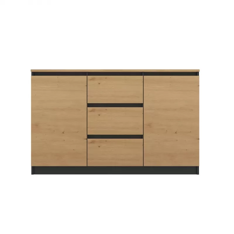 Cómoda Topeshop 2D3S ANT/ART BA KPL — antracita y roble, 3 cajones, estructura de tablero de partículas