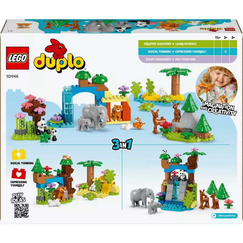 LEGO DUPLO Town Familias de animales salvajes 3 en 1 set de juego 10446 – 92 piezas, a partir de 2 años, 200×220×340 mm