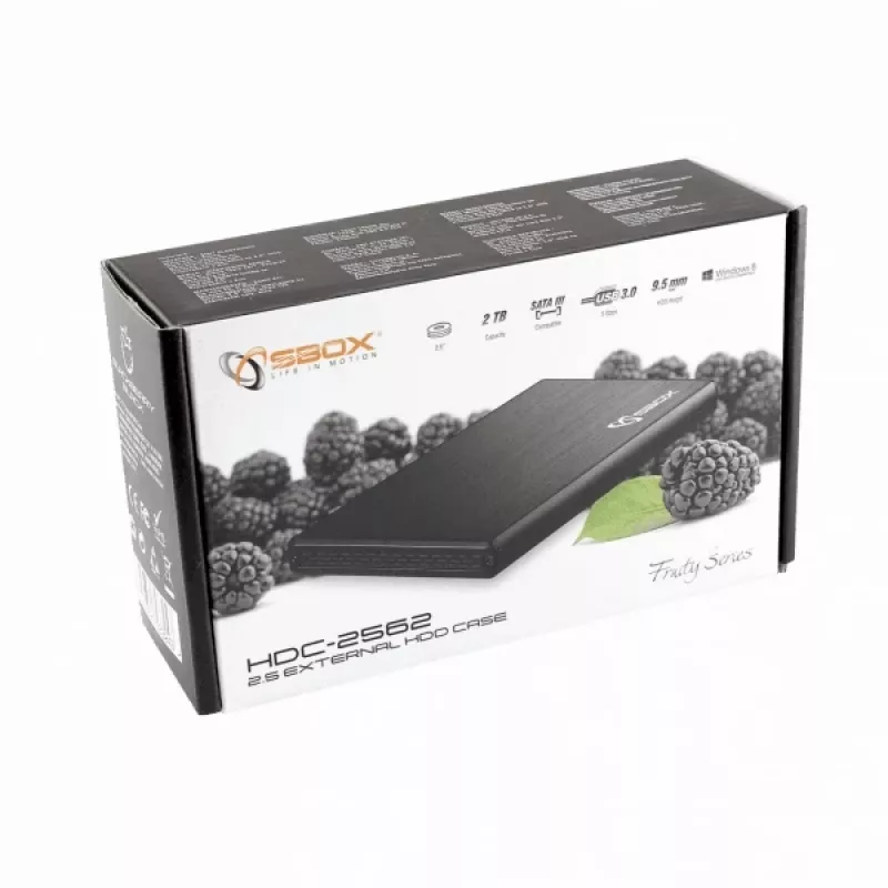 Carcasa externa para HDD Sbox HDC-2562B 2,5 pulgadas Blackberry negro