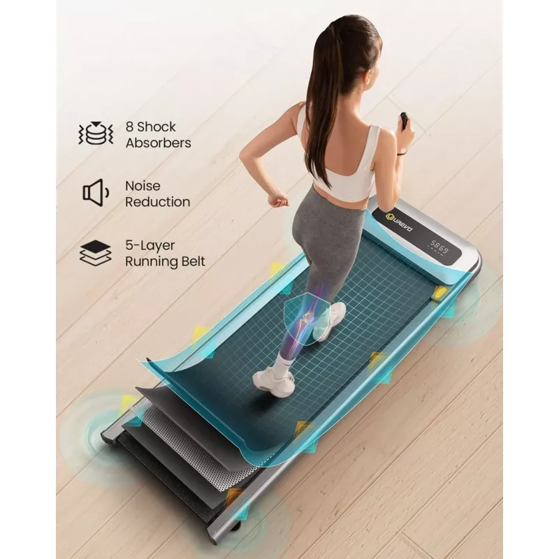 Cinta de correr UREVO U1 Pro — Motor 2.25 PS, velocidad 1–6 km/h, superficie de carrera 420×1200 mm, peso máximo de usuario 120 kg