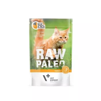 Comida húmeda para gatos VETEXPERT Raw Paleo Adult Cat pavo 100 g - sin cereales, 10,3 % proteína, 5,3 % grasa, 79 % humedad