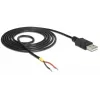 Delock Cable USB2.0 conector macho Type-A > 2 extremos de cable abiertos - 1,5 m - negro (85664)