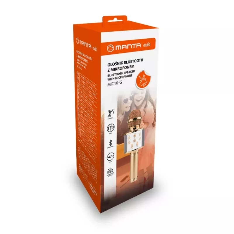 Micrófono MANTA MIC10-G oro cardioide portátil — condensador cardioide, diseño de mano