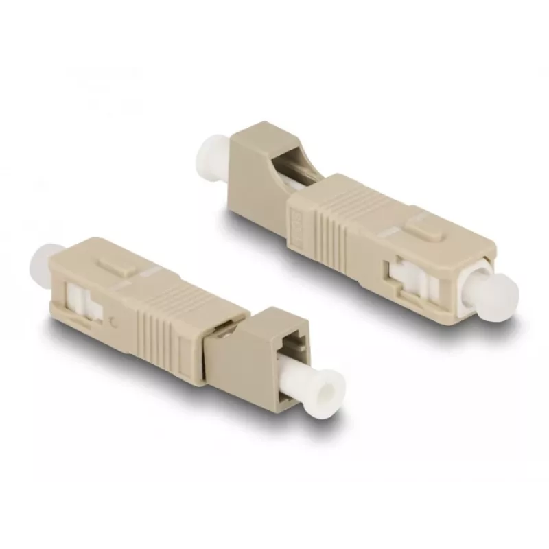 Acoplador híbrido de fibra óptica DeLOCK SC simplex conector macho a conector hembra LC simplex beige