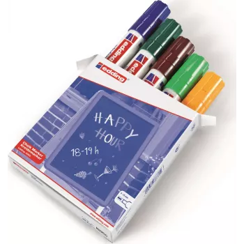 Rotulador de tiza Edding 4090 punta biselada azul marrón verde naranja 5 uds.