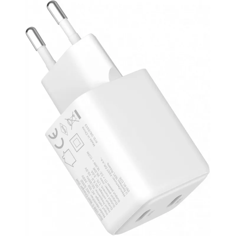 Cargador de pared USB-C YENKEE G35D 2x18W Power Delivery 3.0 3A