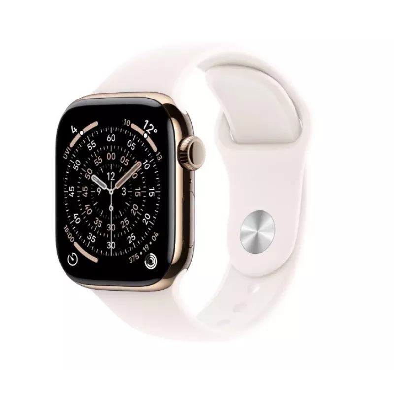 Apple Watch Series 11 GPS + Cellular 46mm carcasa de titanio dorado con correa deportiva rosa claro S/M