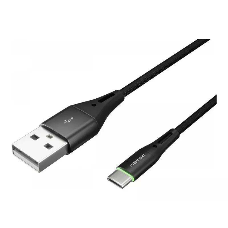 Cable NATEC USB-C/A 2.0 1 m LED negro nailon