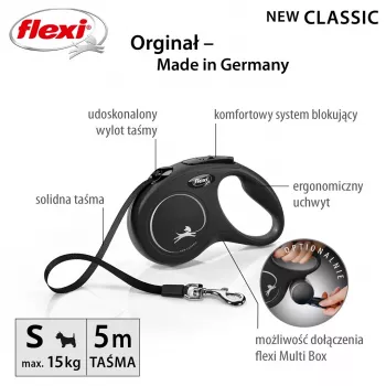 Flexi New CLASSIC 5 m negro Correa retráctil para perros