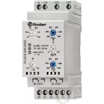 Finder relé de control de red 70.42.8.400.2032 70.42.8.400.2032 control de red trifásica (380 - 415 V/AC), control de conductor N (70.42.8.400.2032)