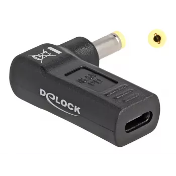Adaptador DeLOCK USB Type-C conector hembra a HP 4,8 x 1,7 mm conector macho 90° en ángulo