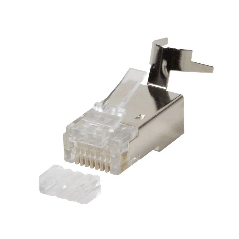 Conectores RJ45 Cat 6, 6A, 7 apantallados, paquete de 50 uds.