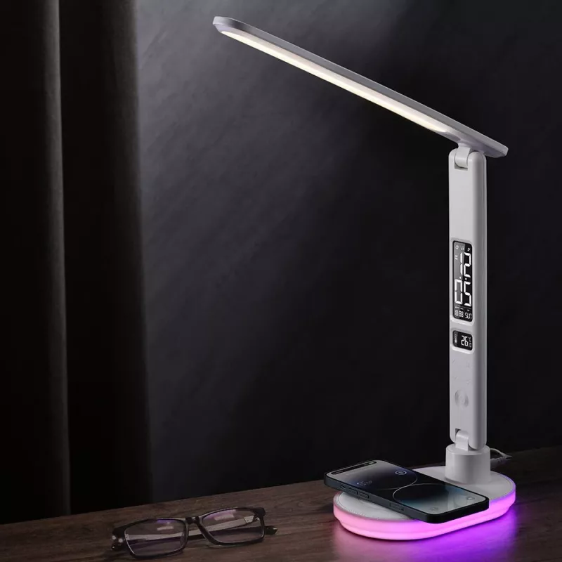 Lámpara de mesa Hawk HW-LAMP03 blanca RGB — lámpara de escritorio LED ajustable con iluminación RGB