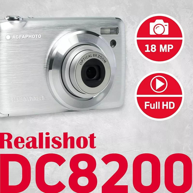 Agfa Photo DC8200 Plata + Funda + tarjeta SD 16 GB