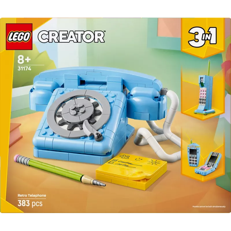 Juguete de construcción LEGO Creator 3 en 1 31174 set Teléfono retro, 383 piezas, 8+ años, 70×110×150 mm