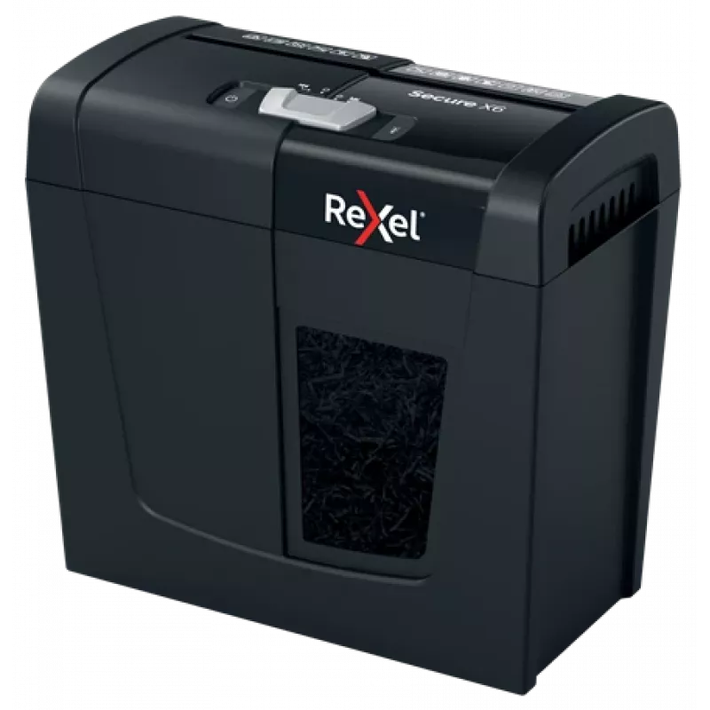 Rexel Secure X6 2020122EU destructora de papel de corte cruzado, P-4, 4x40 mm, 6 hojas, depósito de 10 l, 70 dB, negra