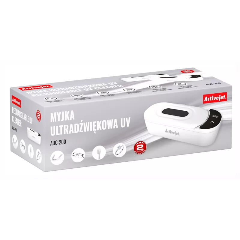 Limpiador ultrasónico ActiveJet AUC-200 blanco UV, 100–240 V, 231×96×67 mm, 450 g