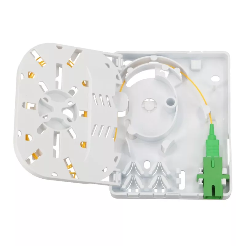 Caja de fibra óptica Extralink Olivia, 2 empalmes, con pigtail y adaptador SC/APC