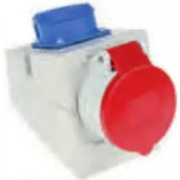 Toma de corriente industrial Bachmann 910.002, 5P, 400 V, 16 A, IP44, policarbonato, azul/rojo/blanco