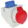Toma de corriente industrial Bachmann 910.002, 5P, 400 V, 16 A, IP44, policarbonato, azul/rojo/blanco