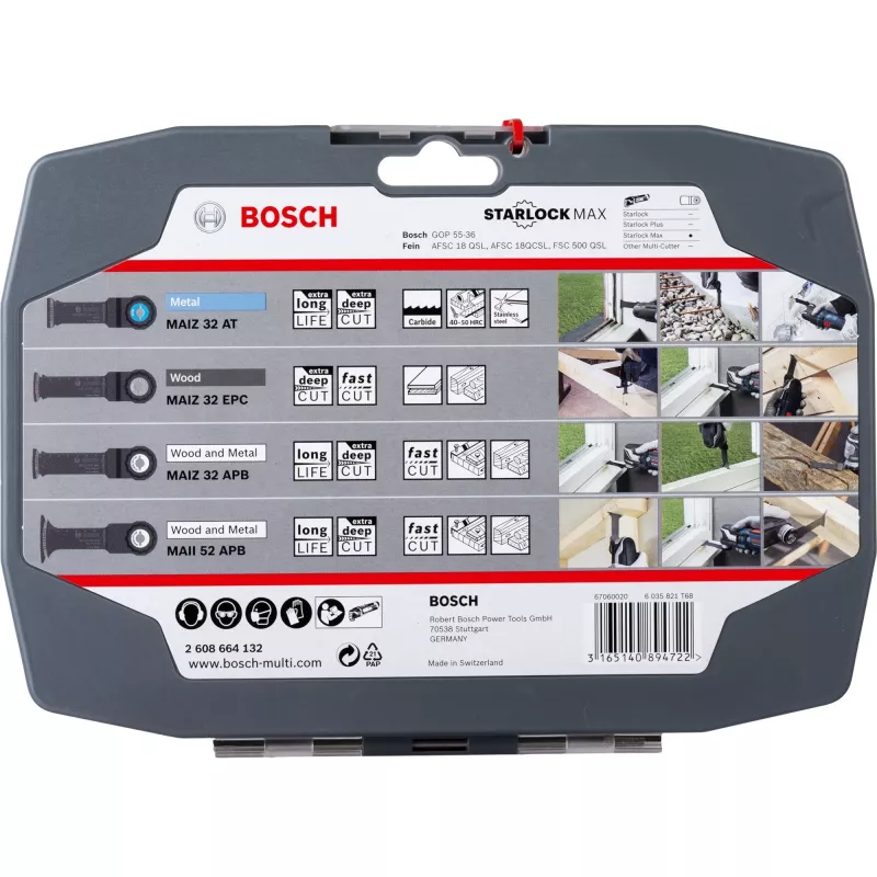 Bosch Starlock Best of Heavy Duty Sets, 4 piezas, set de hojas, metal, madera, negro, caja