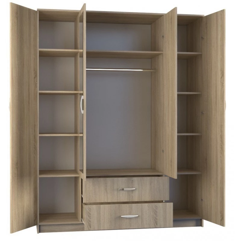 Armario ropero Topeshop ROMANA 160 SON 11 baldas 4 puertas roble