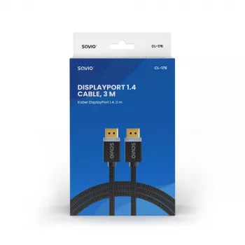 CABLE SAVIO DISPLAYPORT (M) - DISPLAYPORT (M), V1.4, 3 m, CL-176