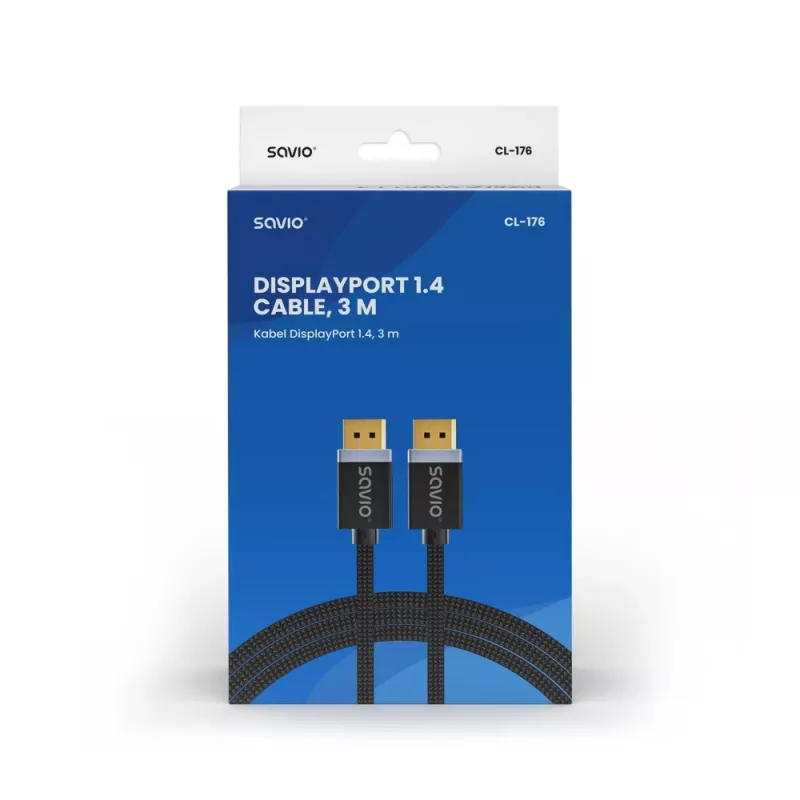 CABLE SAVIO DISPLAYPORT (M) - DISPLAYPORT (M), V1.4, 3 m, CL-176