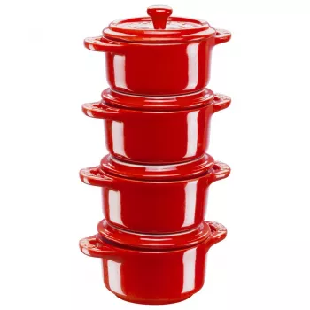 Staub Mini Cocotte Redonda, 4 uds. - 200 ml, Rojo