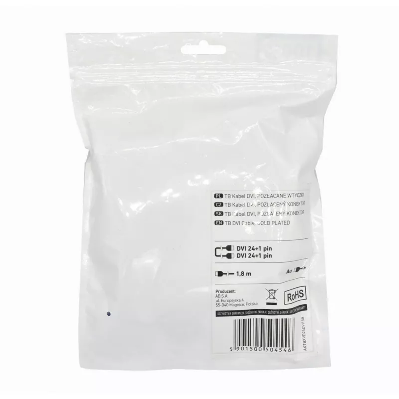 Cable TB MM DVI 24 + 1 de 1,8 m, negro, dorado (AKTBXVD24DVI18B)