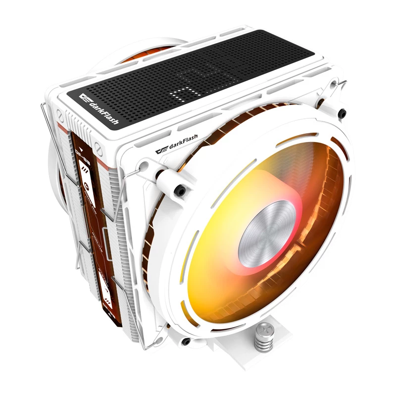 Disipador de CPU Darkflash E400 PLUS (blanco) — refrigeración activa por aire para CPU, diseño de torre, configuración de un solo ventilador
