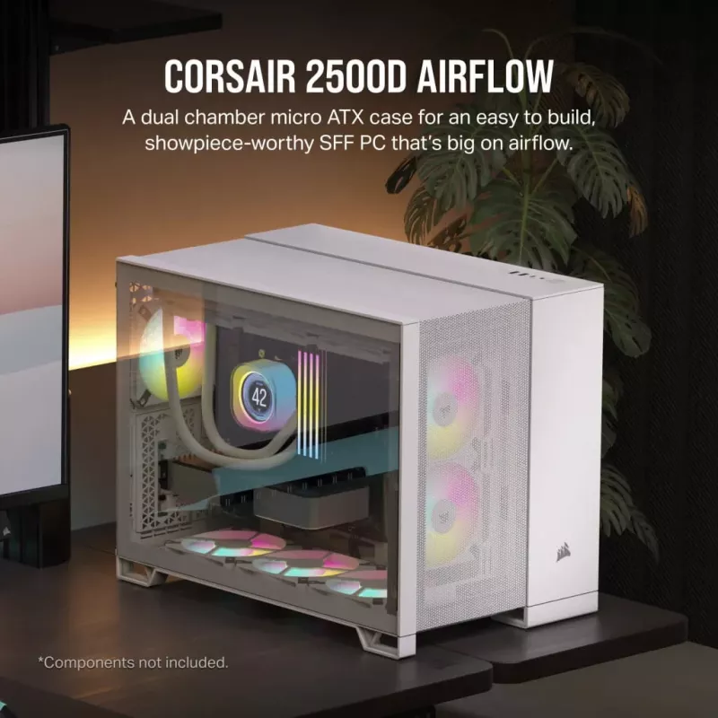 Corsair 2500D AIRFLOW caja para PC Micro ATX de doble cámara – blanca CC-9011264-WW