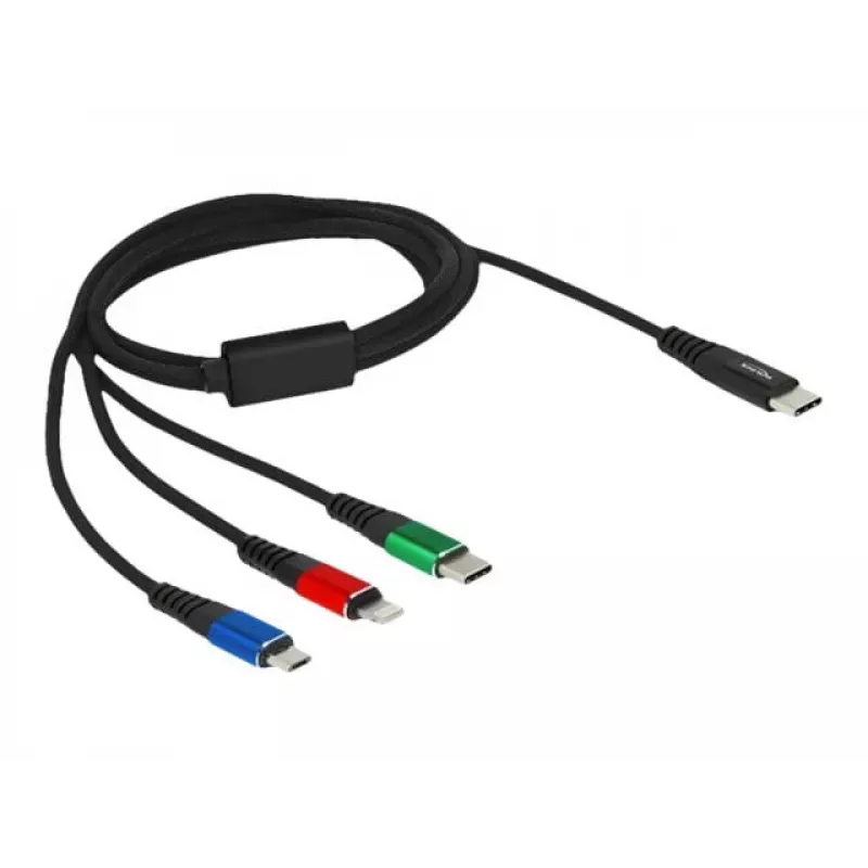 Cable de carga USB DeLOCK 3 en 1 USB Type-C a Lightning Micro-USB 1 m