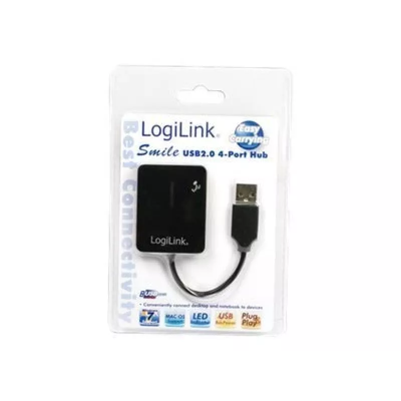 Hub USB LOGILINK UA0139 – 4 puertos USB 2.0, 480 Mbit/s, negro