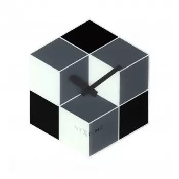 Reloj NeXtime 8171 Cubic, 43,5x37 cm, pared, negro/blanco/gris