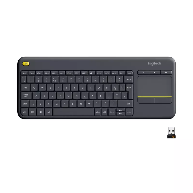 Teclado inalámbrico Logitech Wireless Touch Keyboard K400 Plus - teclado - inalámbrico - 2,4 GHz - suizo - negro