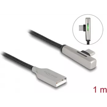 Cable DeLOCK USB 2.0 conector macho Type-A a conector macho Type-C en ángulo 60W 1 m