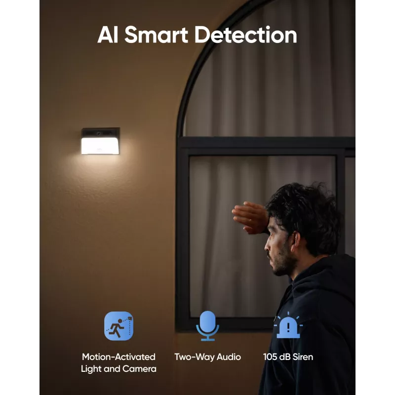 Anker Innovations Eufy Solar Wall Light Cam S120 - cámara de vigilancia de red - resistente a la intemperie - color (día/noche)
