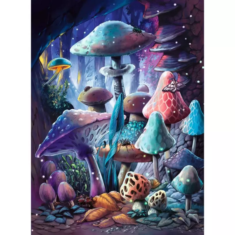 Puzle Ravensburger A la luz de la luna setas brillantes, fosforescente, 500 piezas