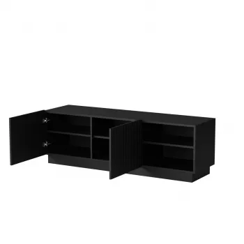 Mueble TV cama meble LIVERTI 150x42x48 cm, tablero de aglomerado negro, marco negro