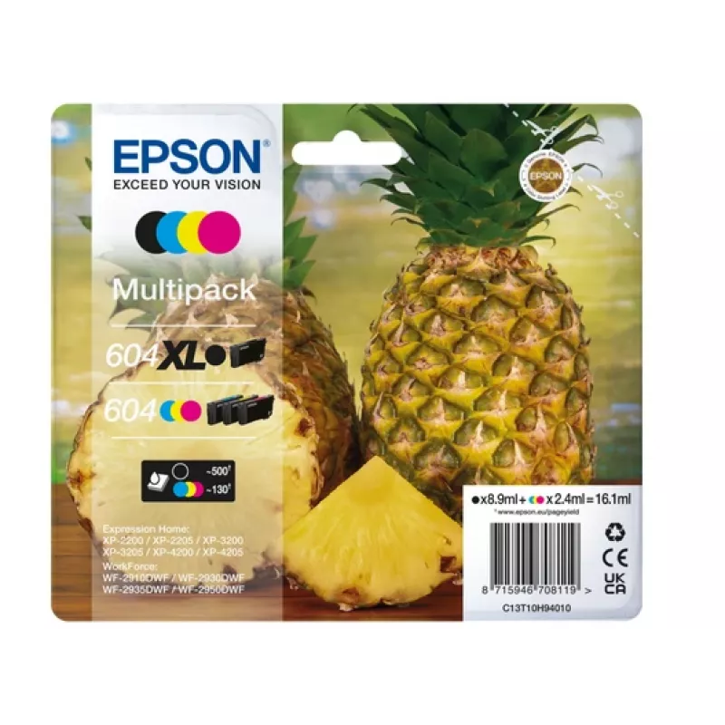 Epson 604XL Cartucho de tinta 4 uds. Original Alto rendimiento (XL) Negro, Cian, Magenta, Amarillo